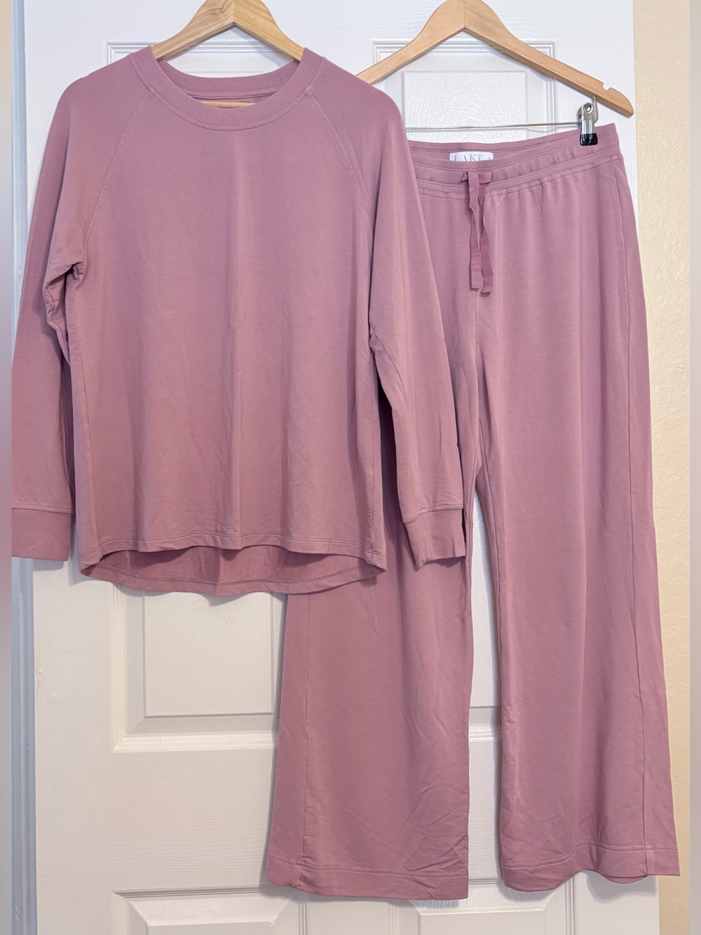 NWOT LAKE Relax Lounge Pants Set in Dusty Rose Carnation  Pink M - Picture 2 of 5
